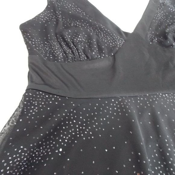 Black V-Neck Glittery Dress - Picture 4 of 8